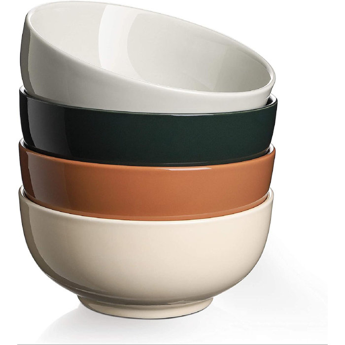 SpicyMedia 22 Oz Porcelain Large Serving Soup Bowls, Dishwasher And